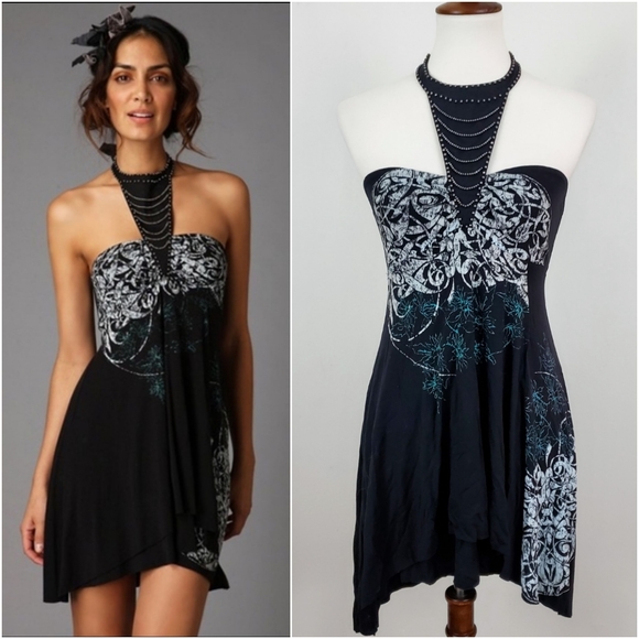 Free People Dresses & Skirts - Free People Beaded Gallery Halter Dress